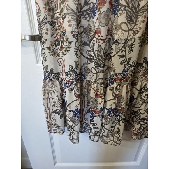 Fraiche By J Romantic Boho Neutral Floral Fall Hippie Maxi Dress, Size Large - Picture 7 of 13